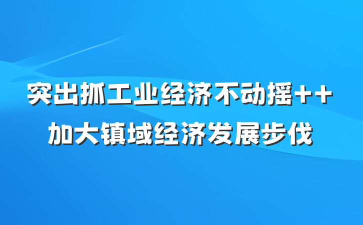 突出抓工业经济不动摇  加大镇域经济发展步伐