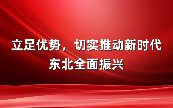 立足优势，切实推动新时代东北全面振兴
