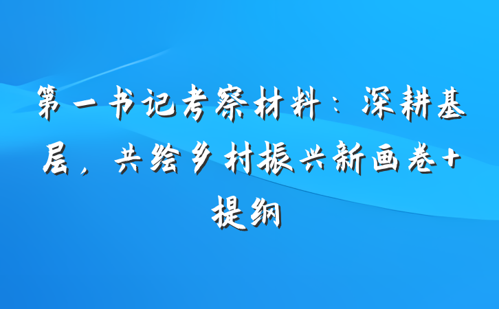 第一书记考察材料：深耕基层，共绘乡村振兴新画卷 提纲