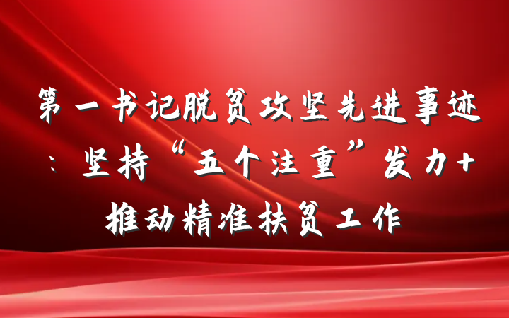 第一书记脱贫攻坚先进事迹：坚持“五个注重”发力 推动精准扶贫工作