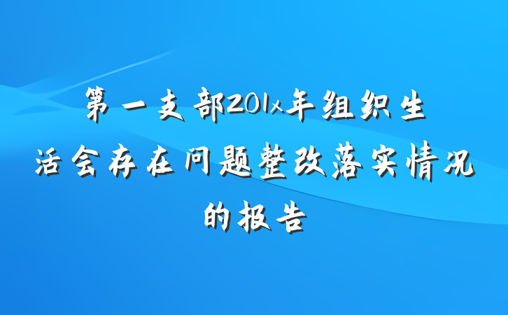 第一支部201x年组织生活会存在问题整改落实情况的报告