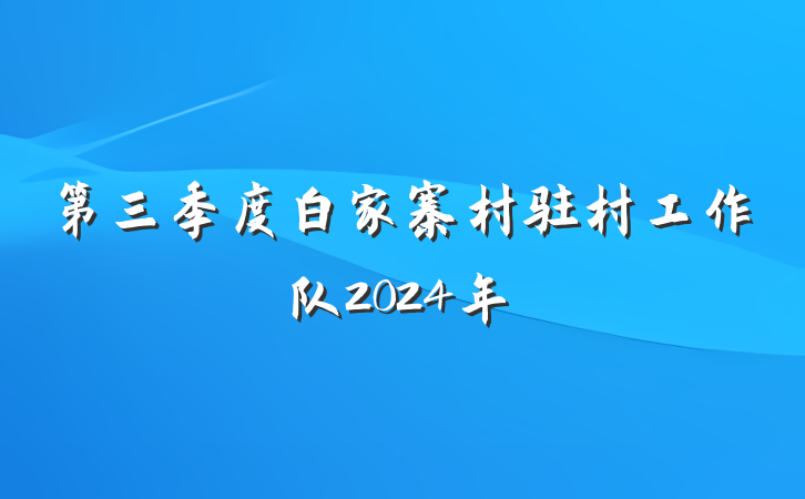第三季度白家寨村驻村工作队2024年
