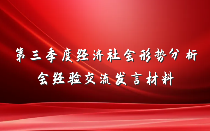 第三季度经济社会形势分析会经验交流发言材料