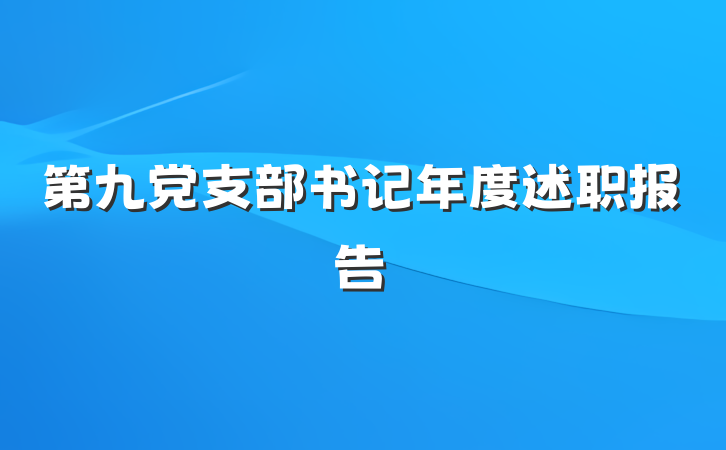 第九党支部书记年度述职报告
