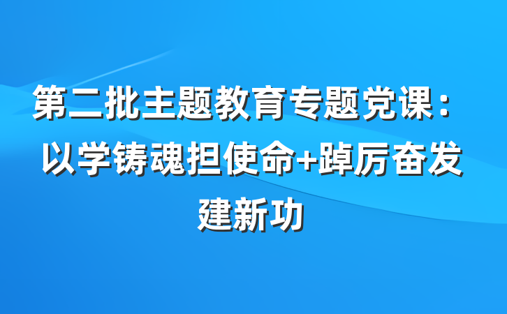第二批主题教育专题党课：以学铸魂担使命 踔厉奋发建新功