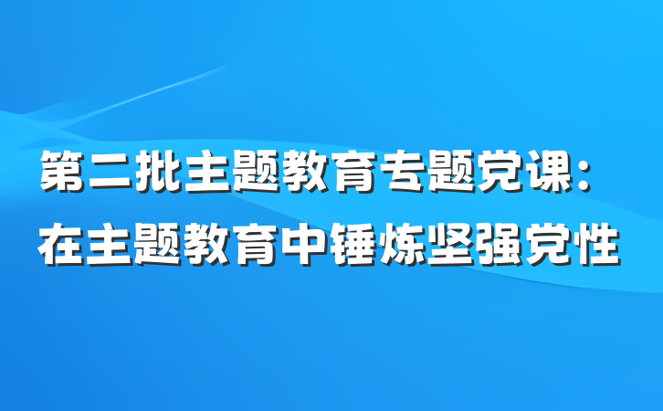 第二批主题教育专题党课：在主题教育中锤炼坚强党性