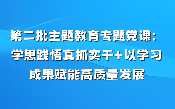 第二批主题教育专题党课：学思践悟真抓实干 以学习成果赋能高质量发展