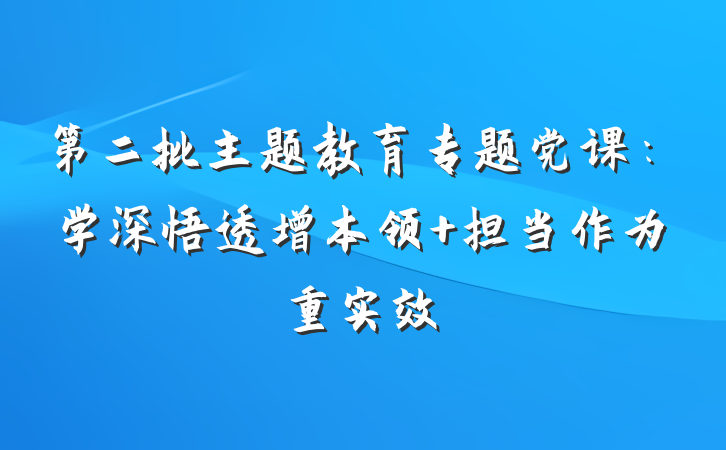 第二批主题教育专题党课：学深悟透增本领 担当作为重实效