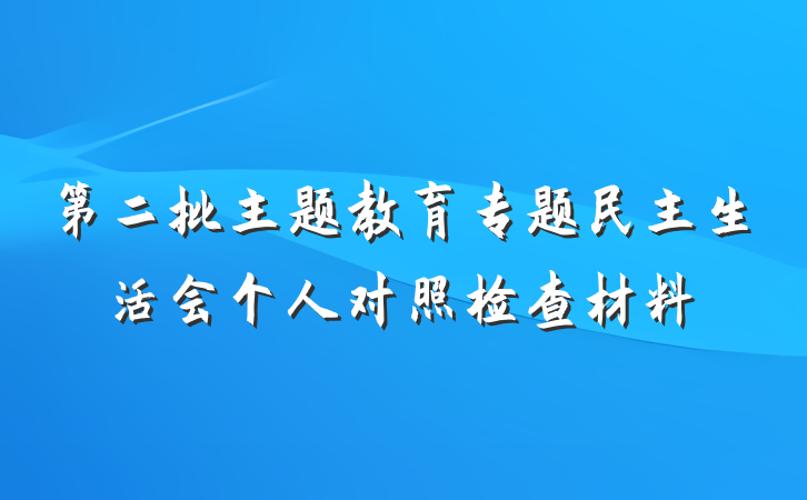 第二批主题教育专题民主生活会个人对照检查材料