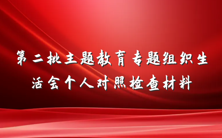 第二批主题教育专题组织生活会个人对照检查材料