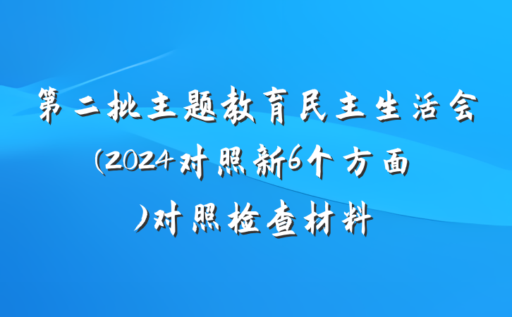 第二批主题教育民主生活会(2024对照新6个方面)对照检查材料