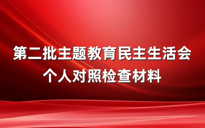 第二批主题教育民主生活会个人对照检查材料