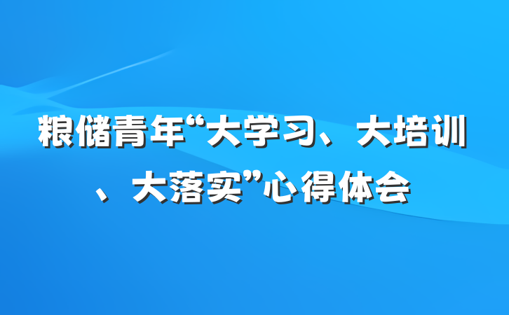 粮储青年“大学习、大培训、大落实”心得体会
