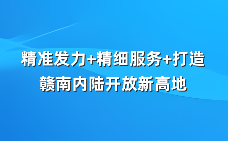精准发力 精细服务 打造赣南内陆开放新高地