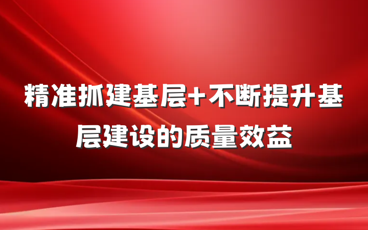 精准抓建基层 不断提升基层建设的质量效益