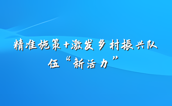 精准施策+激发乡村振兴队伍“新活力”
