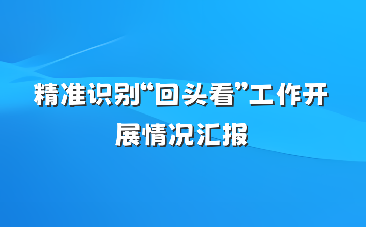 精准识别“回头看”工作开展情况汇报