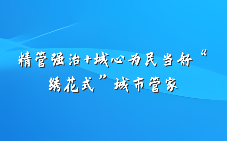精管强治 城心为民当好“绣花式”城市管家