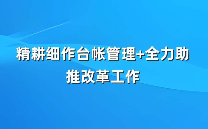 精耕细作台帐管理 全力助推改革工作