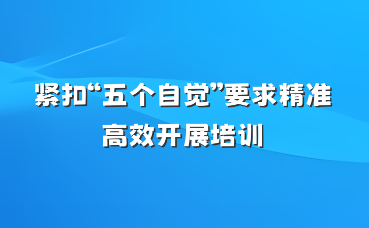 紧扣“五个自觉”要求精准高效开展培训
