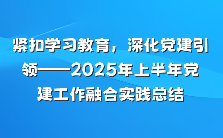 紧扣学习教育，深化党建引领——2025年上半年党建工作融合实践总结
