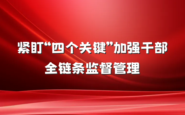 紧盯“四个关键”加强干部全链条监督管理