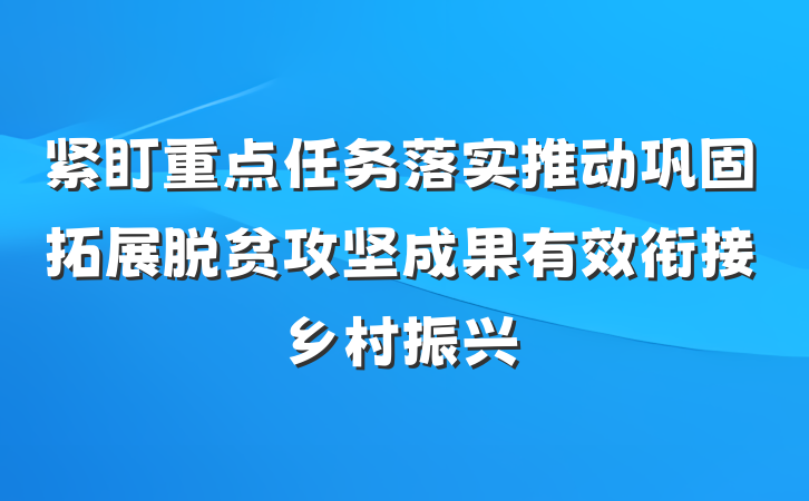 紧盯重点任务落实推动巩固拓展脱贫攻坚成果有效衔接乡村振兴