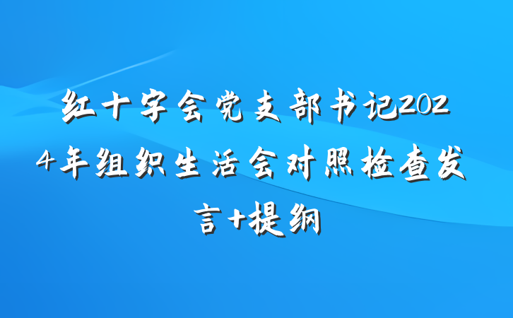 红十字会党支部书记2024年组织生活会对照检查发言 提纲