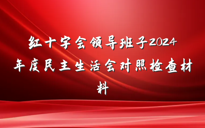 红十字会领导班子2024年度民主生活会对照检查材料