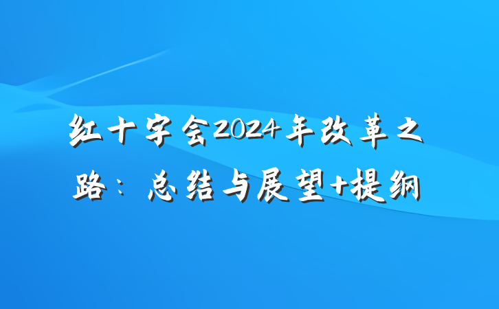 红十字会2024年改革之路：总结与展望 提纲