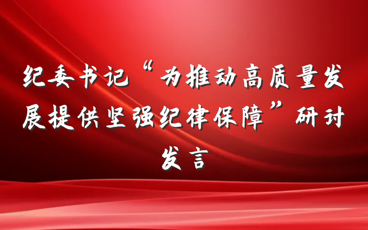 纪委书记“为推动高质量发展提供坚强纪律保障”研讨发言