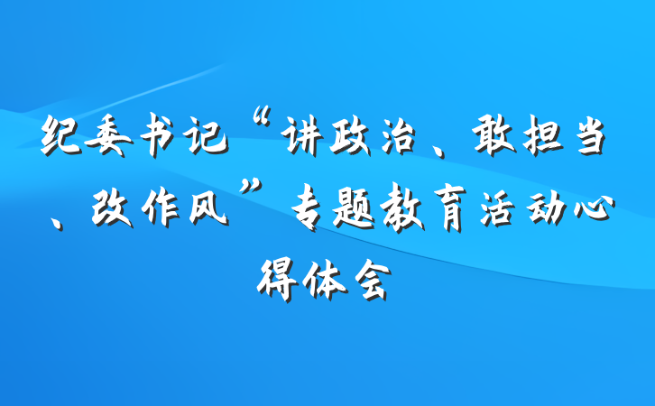 纪委书记“讲政治、敢担当、改作风”专题教育活动心得体会
