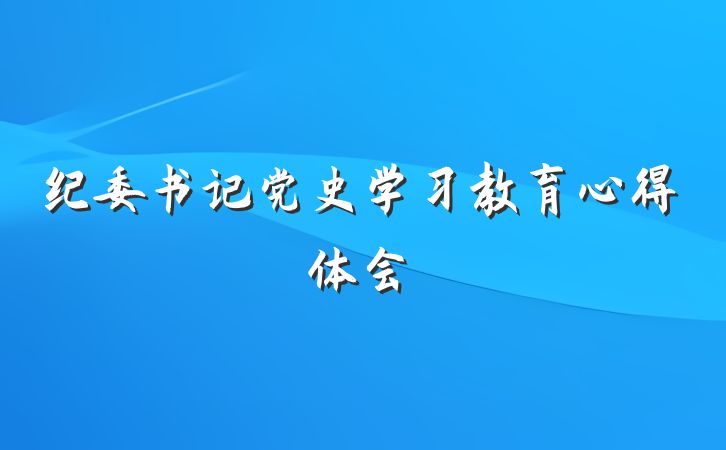 纪委书记党史学习教育心得体会
