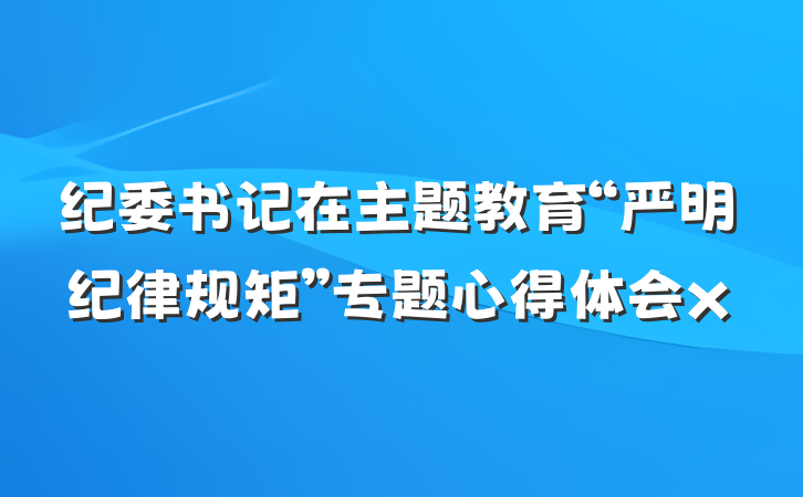 纪委书记在主题教育“严明纪律规矩”专题心得体会x