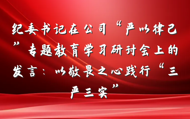 纪委书记在公司“严以律己”专题教育学习研讨会上的发言：以敬畏之心践行“三严三实”
