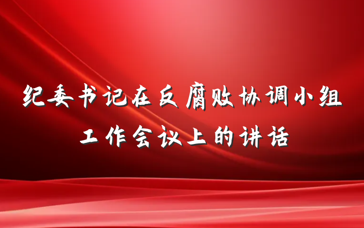 纪委书记在反腐败协调小组工作会议上的讲话