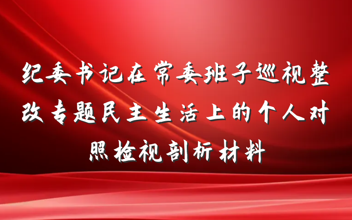 纪委书记在常委班子巡视整改专题民主生活上的个人对照检视剖析材料