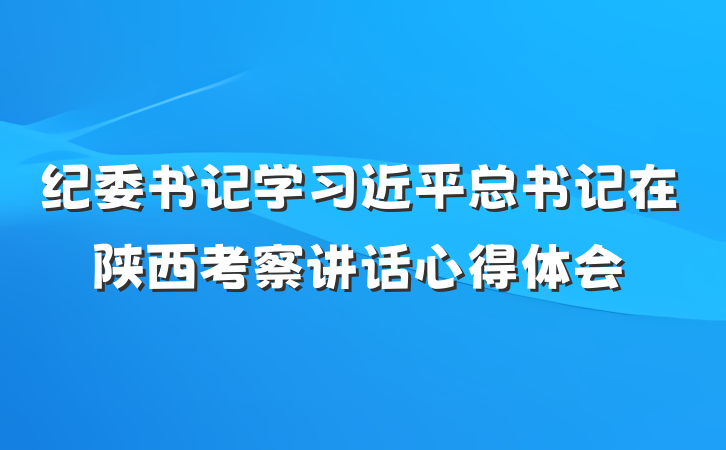 纪委书记学习近平总书记在陕西考察讲话心得体会