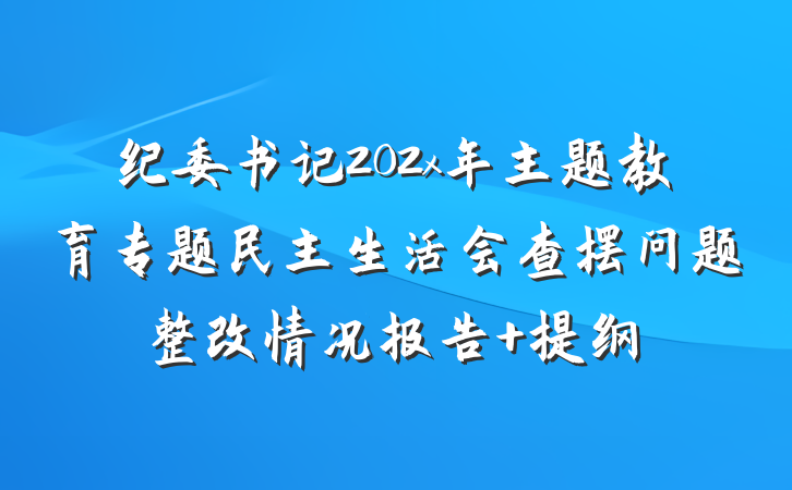 纪委书记202x年主题教育专题民主生活会查摆问题整改情况报告 提纲