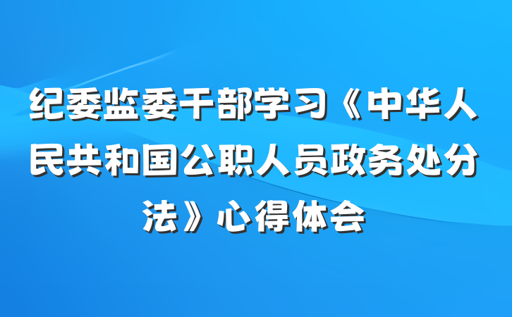 纪委监委干部学习《中华人民共和国公职人员政务处分法》心得体会