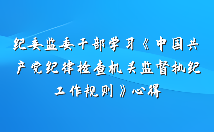 纪委监委干部学习《中国共产党纪律检查机关监督执纪工作规则》心得