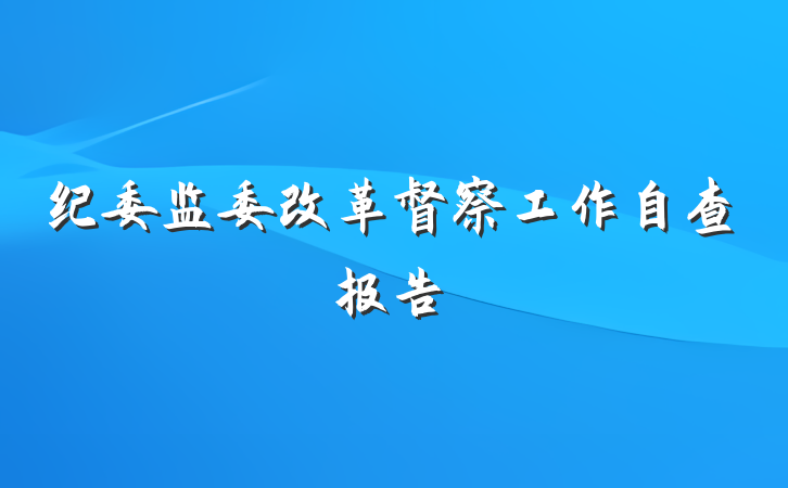 纪委监委改革督察工作自查报告