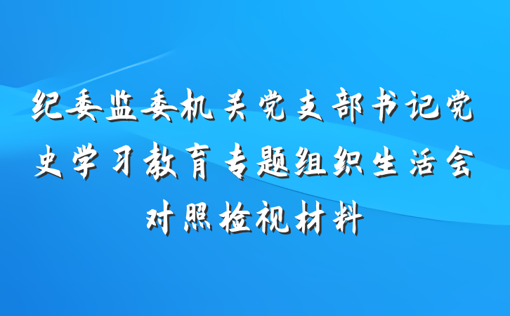 纪委监委机关党支部书记党史学习教育专题组织生活会对照检视材料