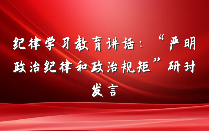 纪律学习教育讲话：“严明政治纪律和政治规矩”研讨发言