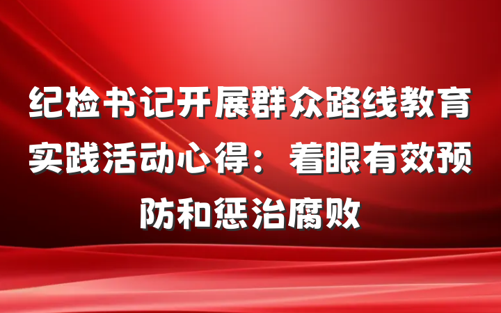 纪检书记开展群众路线教育实践活动心得：着眼有效预防和惩治腐败
