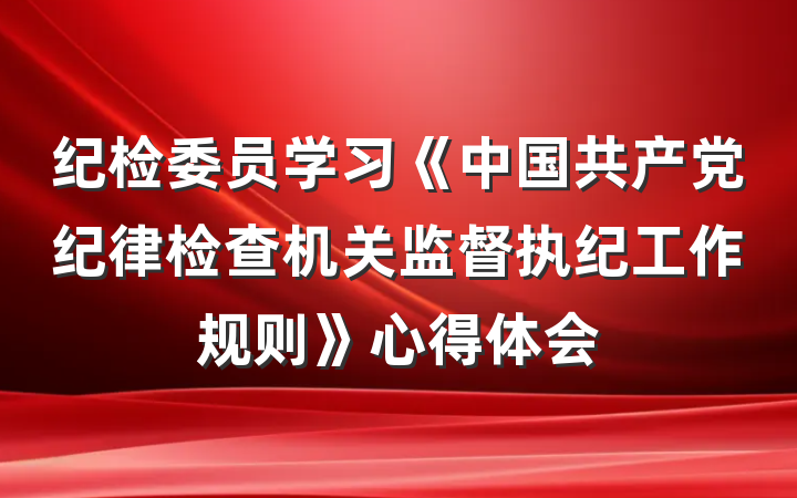 纪检委员学习《中国共产党纪律检查机关监督执纪工作规则》心得体会