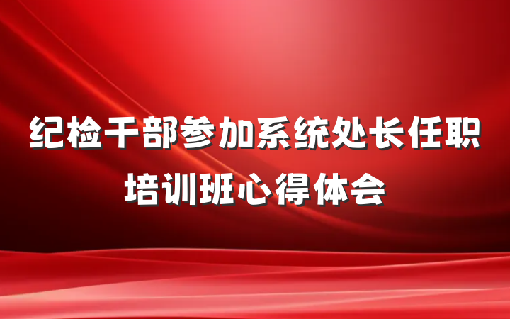 纪检干部参加系统处长任职培训班心得体会