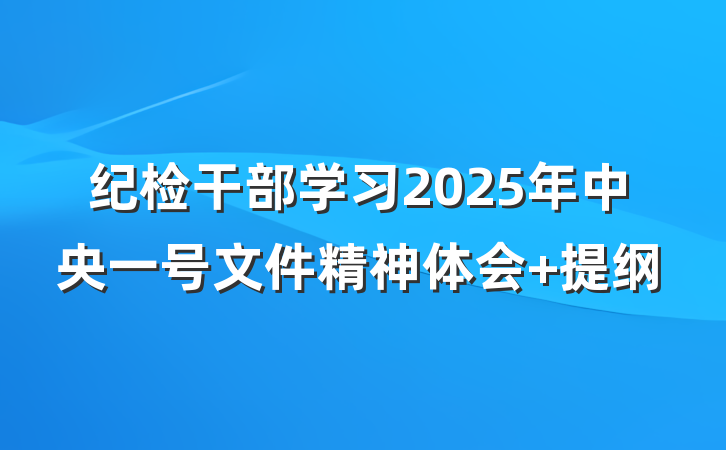 纪检干部学习2025年中央一号文件精神体会 提纲