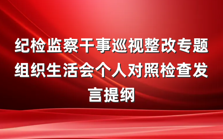 纪检监察干事巡视整改专题组织生活会个人对照检查发言提纲