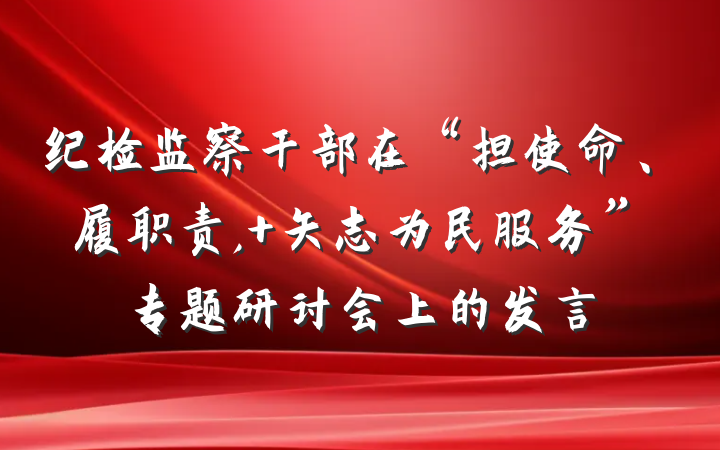 纪检监察干部在“担使命、履职责, 矢志为民服务”专题研讨会上的发言